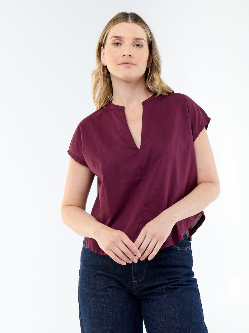 Blusa a maniche corte e scollo a V Rosa - Kiabi