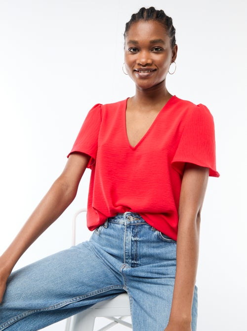 Blusa a maniche corte e scollo a V - Kiabi