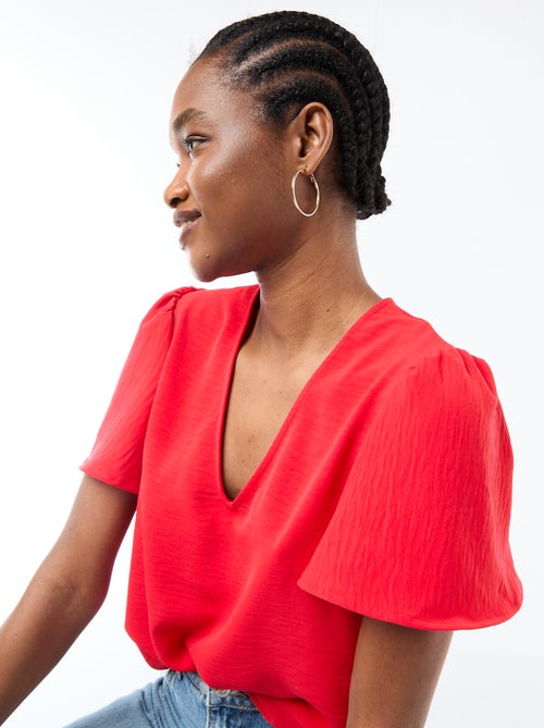 Blusa a maniche corte e scollo a V - Kiabi