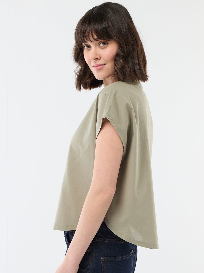 Blusa a maniche corte e scollo a V Verde - Kiabi