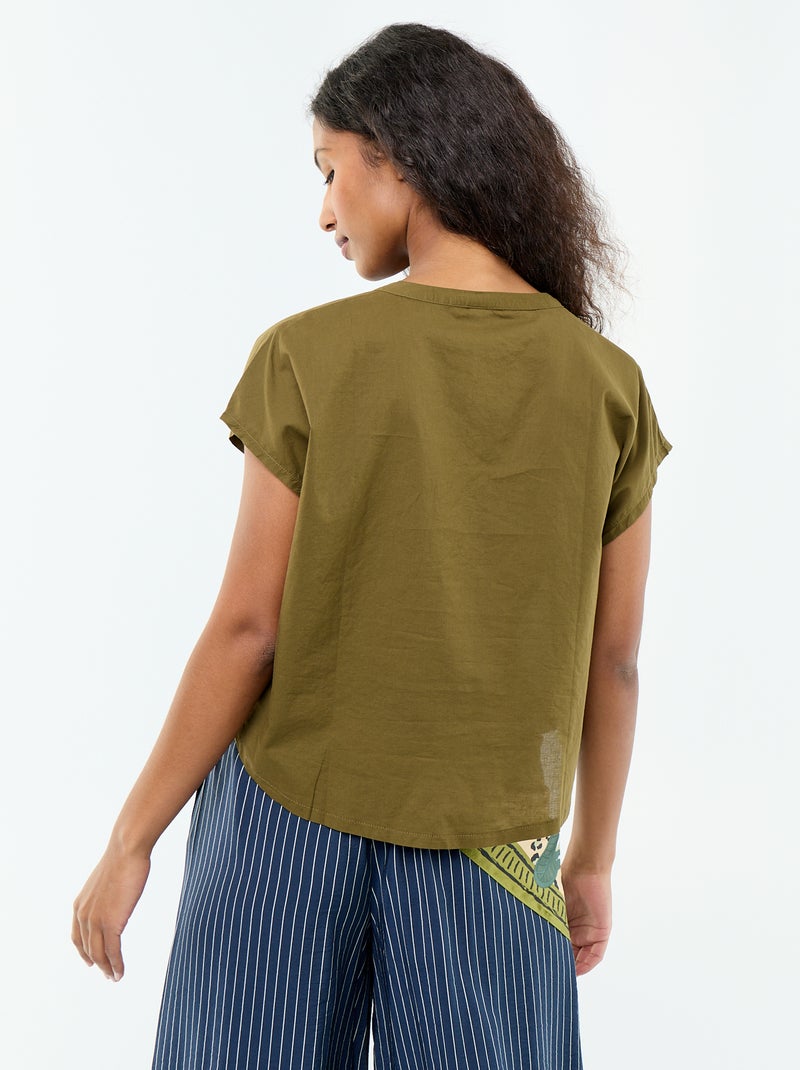 Blusa a maniche corte e scollo a V Verde - Kiabi