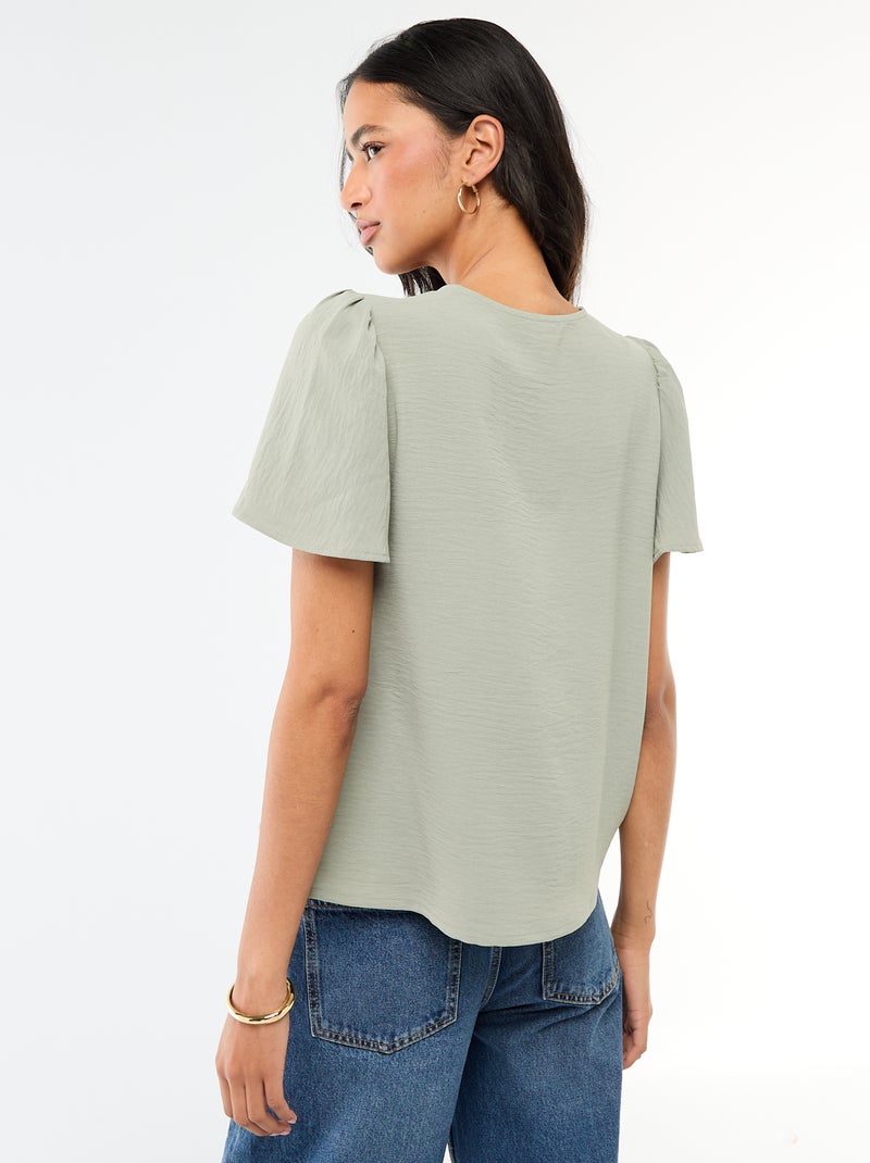 Blusa a maniche corte e scollo a V Verde - Kiabi