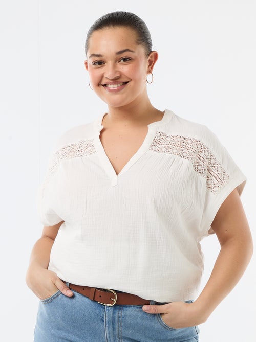 Blusa a maniche corte in doppia garza di cotone - Kiabi