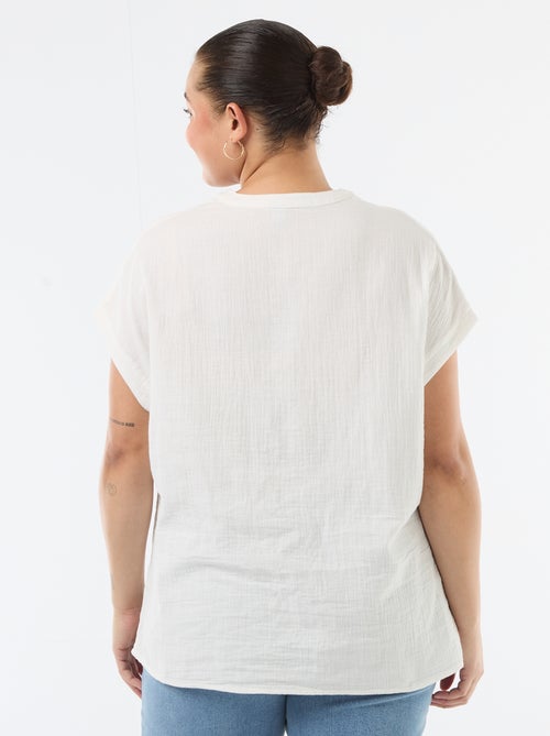 Blusa a maniche corte in doppia garza di cotone - Kiabi