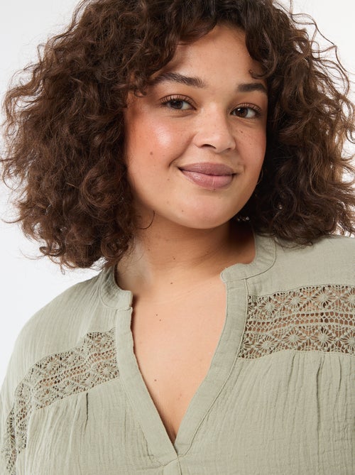 Blusa a maniche corte in doppia garza di cotone - Kiabi