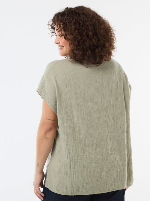 Blusa a maniche corte in doppia garza di cotone - Kiabi