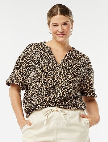 Blusa a maniche corte in garza di cotone