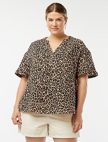 Blusa a maniche corte in garza di cotone