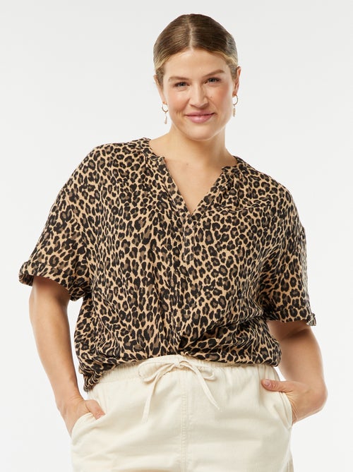 Blusa a maniche corte in garza di cotone - Kiabi