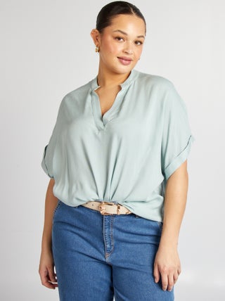 Blusa a maniche corte tinta unita