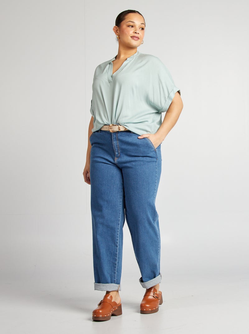 Blusa a maniche corte tinta unita BLU - Kiabi