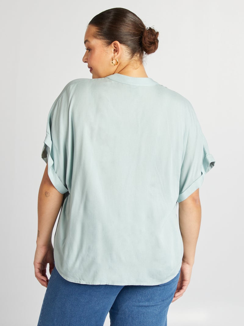 Blusa a maniche corte tinta unita BLU - Kiabi