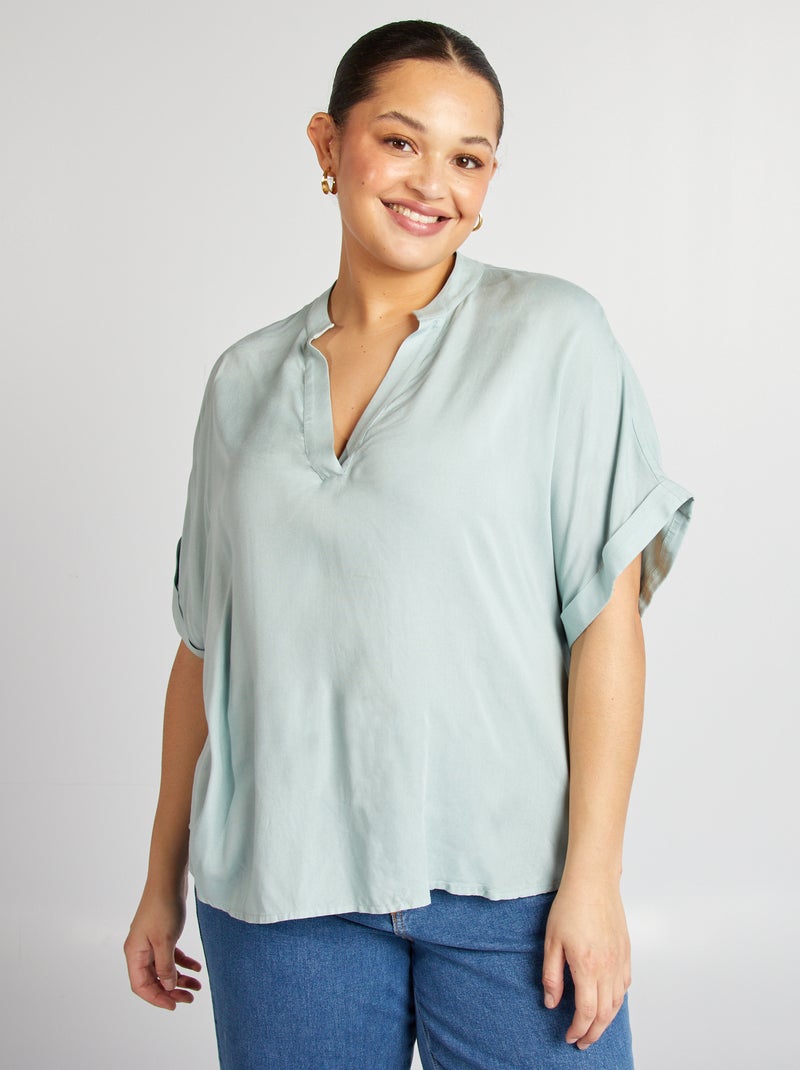 Blusa a maniche corte tinta unita BLU - Kiabi