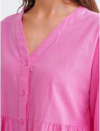 Blusa a maniche lunghe a balze con scollo a v mixray