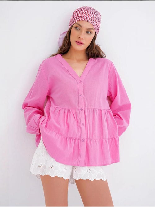 Blusa a maniche lunghe a balze con scollo a v mixray - Kiabi