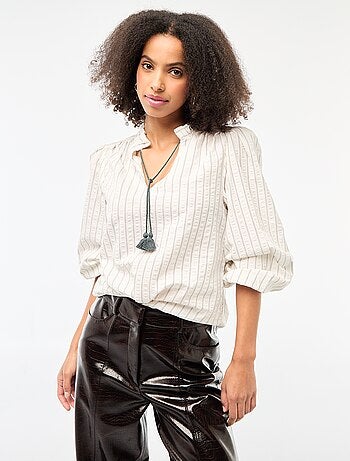 Blusa a maniche lunghe a quadri