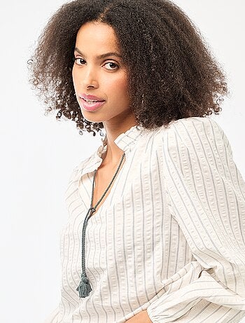 Blusa a maniche lunghe a quadri