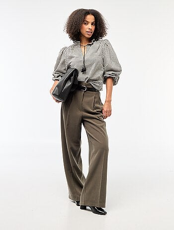 Blusa a maniche lunghe a quadri