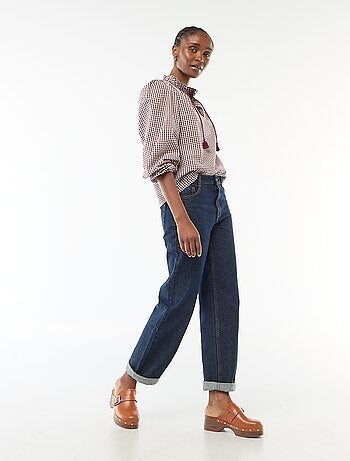 Blusa a maniche lunghe a quadri