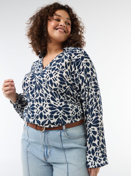 Blusa a maniche lunghe con colletto a punte libere - Kiabi