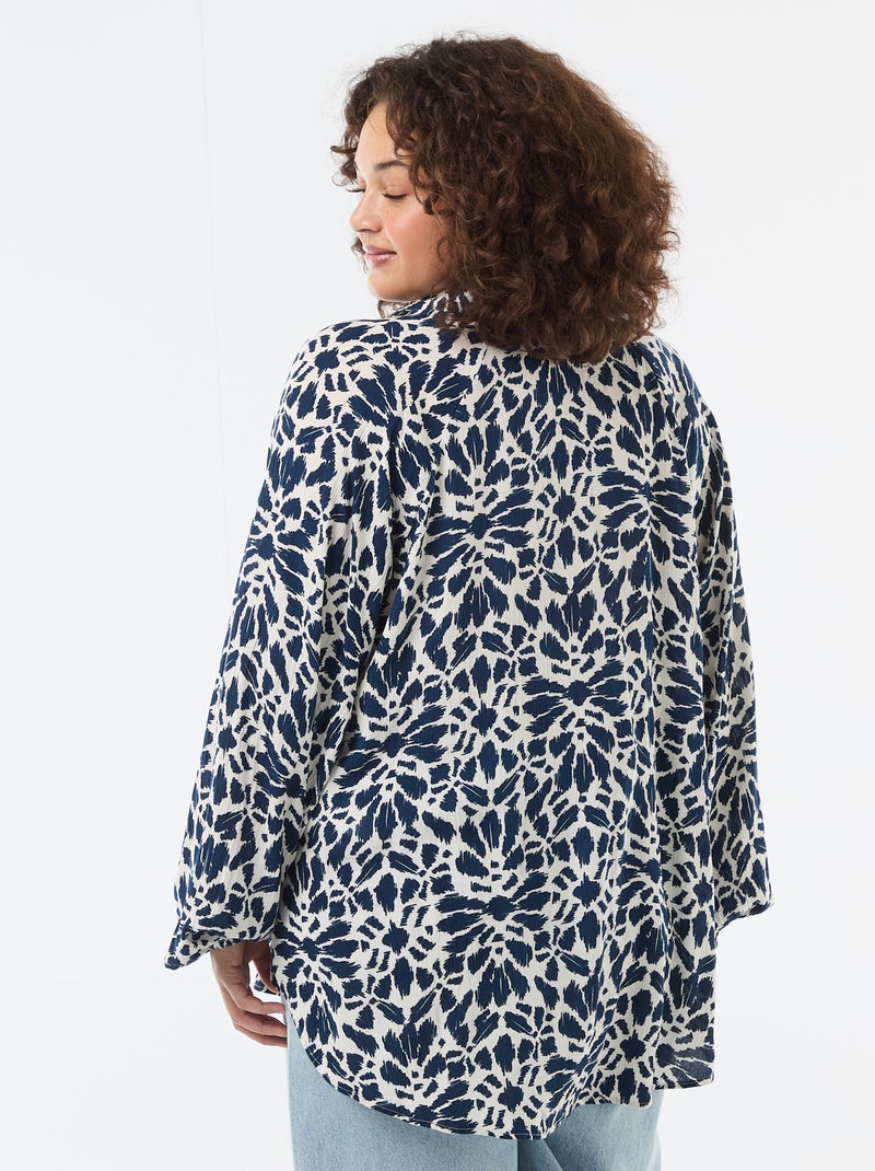 Blusa a maniche lunghe con colletto a punte libere Blu - Kiabi