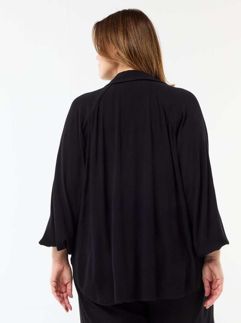 Blusa a maniche lunghe con colletto a punte libere Nero - Kiabi