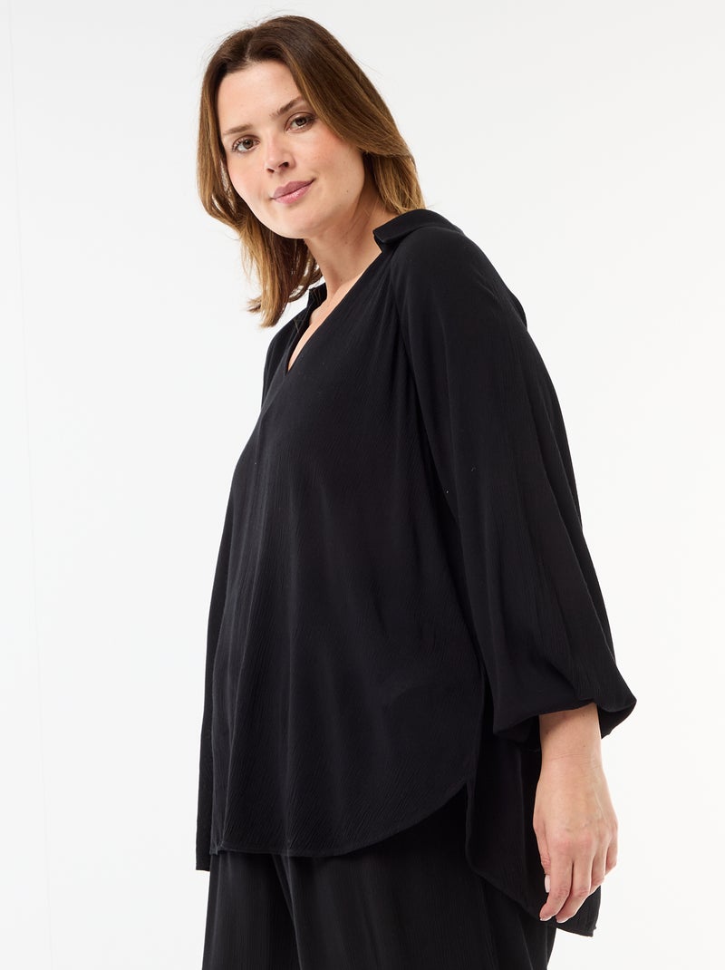 Blusa a maniche lunghe con colletto a punte libere Nero - Kiabi