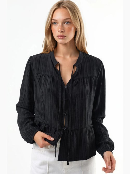 Blusa a maniche lunghe con colletto tippet hiccup - Kiabi Blusa a maniche lunghe con colletto tippet hiccup - Kiabi