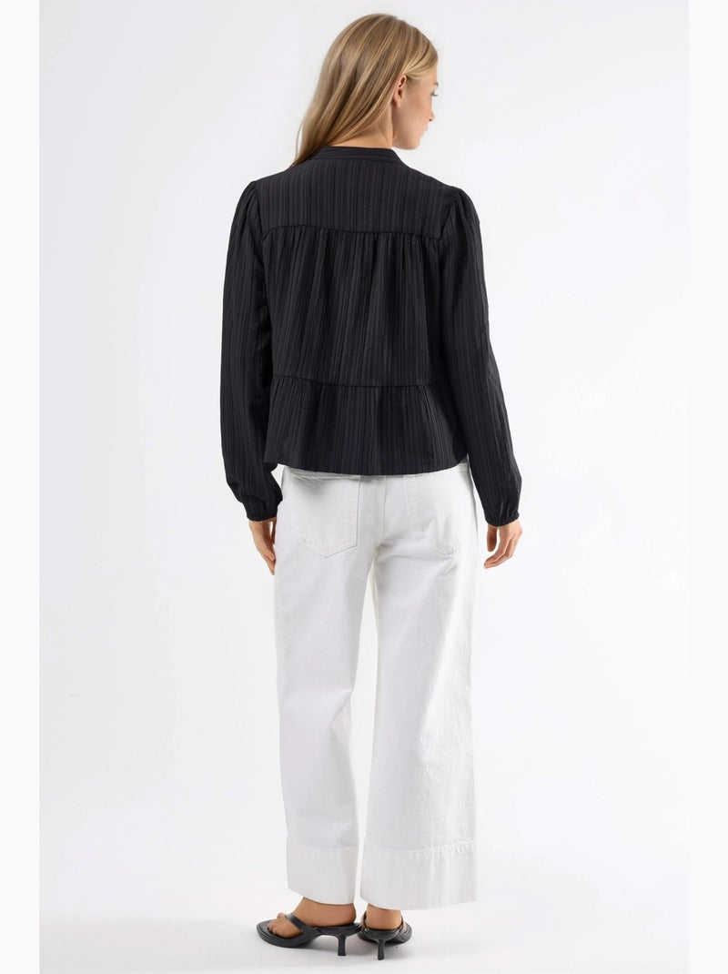 Blusa a maniche lunghe con colletto tippet hiccup Nero - Kiabi