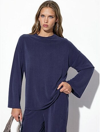 Blusa a maniche lunghe con girocollo e vestibilità rilassata busem