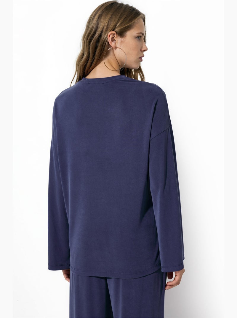 Blusa a maniche lunghe con girocollo e vestibilità rilassata busem Blu marino - Kiabi