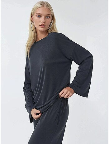 Blusa a maniche lunghe con girocollo e vestibilità rilassata busem