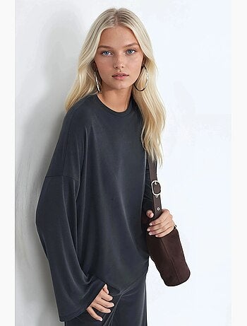 Blusa a maniche lunghe con girocollo e vestibilità rilassata busem