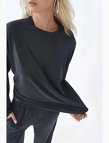 Blusa a maniche lunghe con girocollo e vestibilità rilassata busem