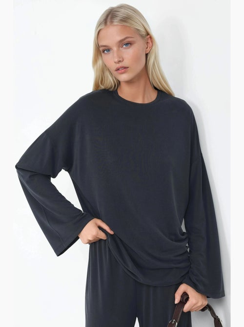 Blusa a maniche lunghe con girocollo e vestibilità rilassata busem - Kiabi Blusa a maniche lunghe con girocollo e vestibilità rilassata busem - Kiabi