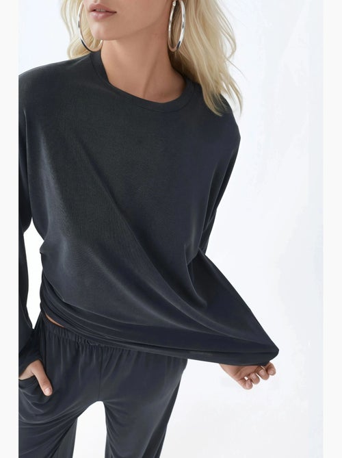 Blusa a maniche lunghe con girocollo e vestibilità rilassata busem - Kiabi Blusa a maniche lunghe con girocollo e vestibilità rilassata busem - Kiabi