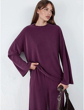 Blusa a maniche lunghe con girocollo e vestibilità rilassata busem