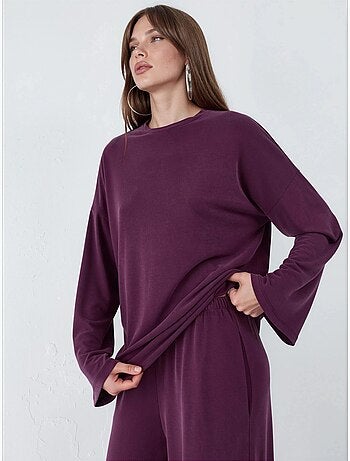 Blusa a maniche lunghe con girocollo e vestibilità rilassata busem