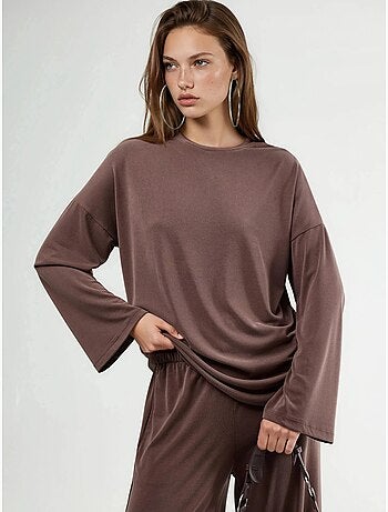 Blusa a maniche lunghe con girocollo e vestibilità rilassata busem