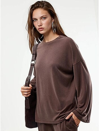 Blusa a maniche lunghe con girocollo e vestibilità rilassata busem