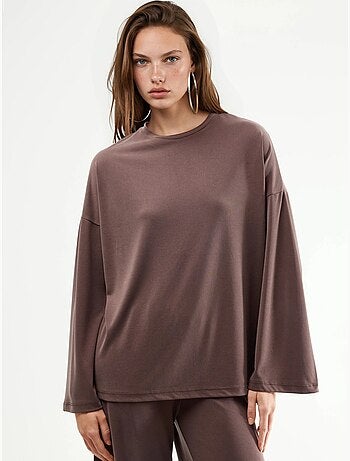 Blusa a maniche lunghe con girocollo e vestibilità rilassata busem