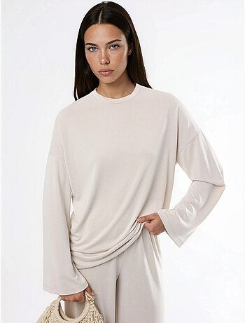 Blusa a maniche lunghe con girocollo e vestibilità rilassata busem