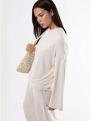 Blusa a maniche lunghe con girocollo e vestibilità rilassata busem