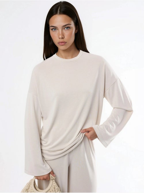Blusa a maniche lunghe con girocollo e vestibilità rilassata busem - Kiabi Blusa a maniche lunghe con girocollo e vestibilità rilassata busem - Kiabi