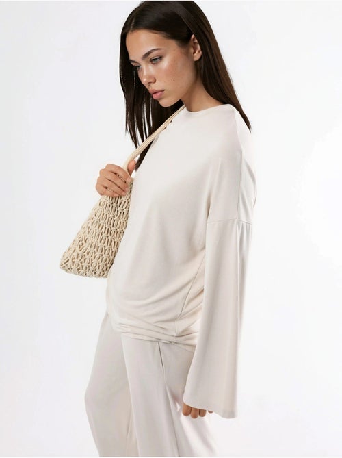 Blusa a maniche lunghe con girocollo e vestibilità rilassata busem - Kiabi Blusa a maniche lunghe con girocollo e vestibilità rilassata busem - Kiabi
