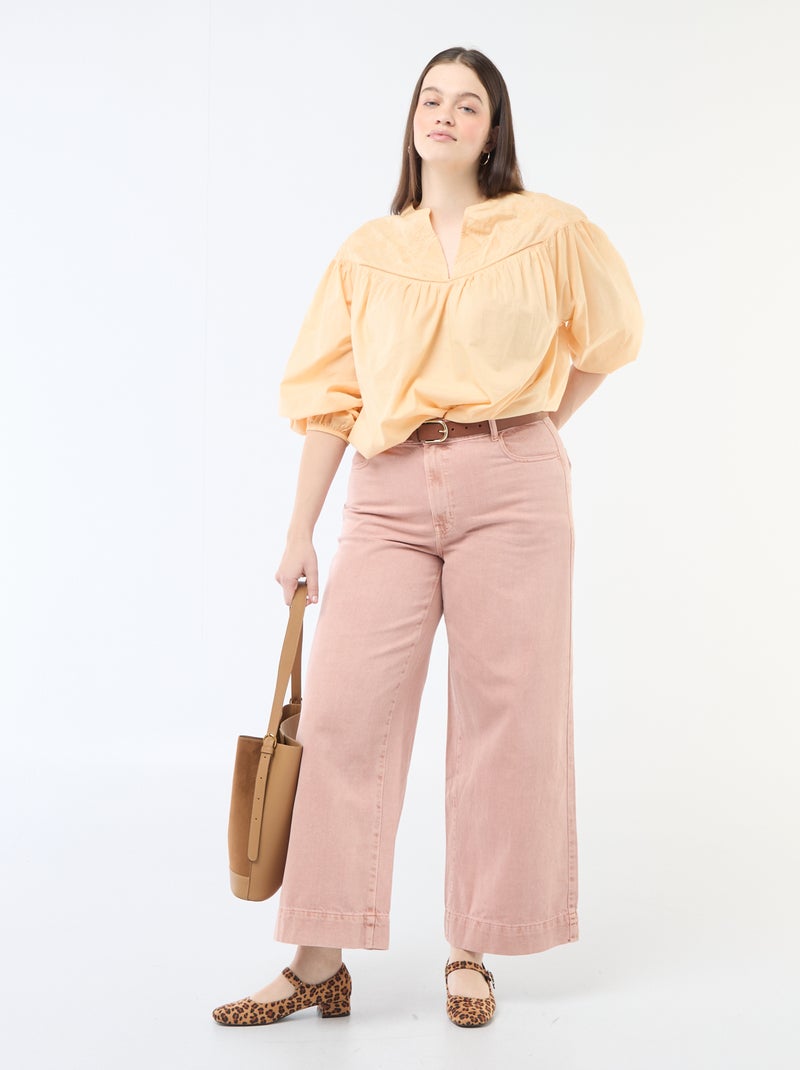 Blusa a maniche lunghe con ricami Beige - Kiabi