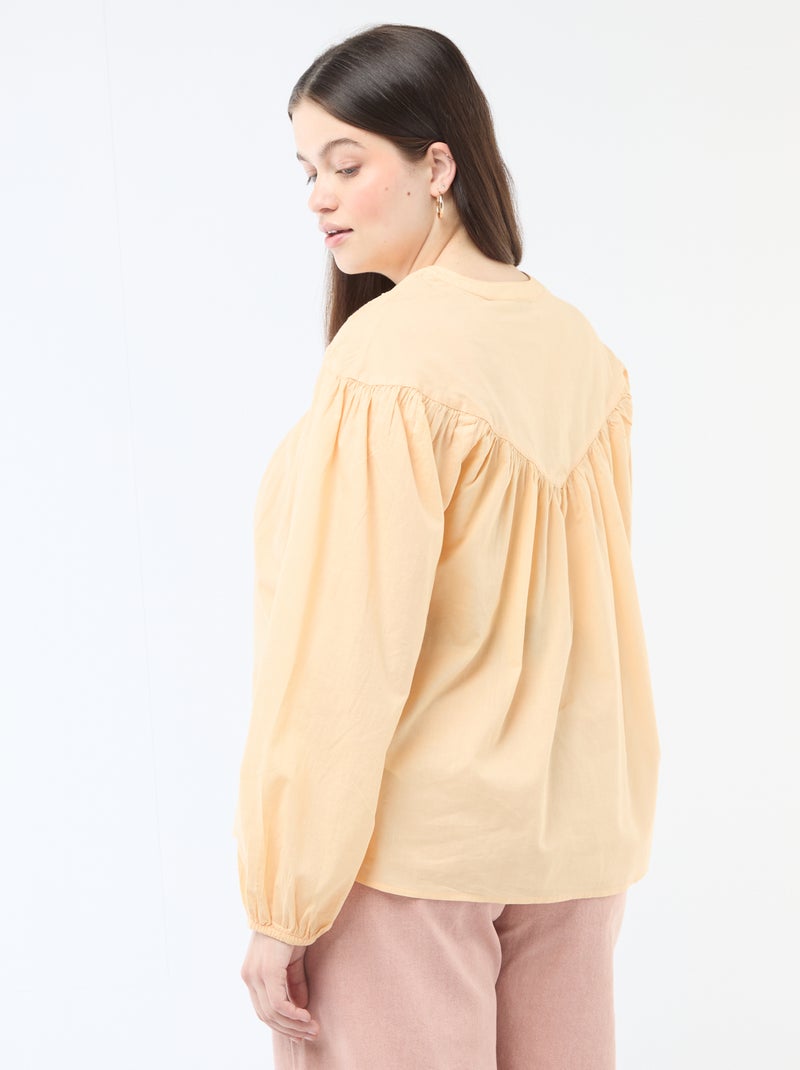 Blusa a maniche lunghe con ricami Beige - Kiabi