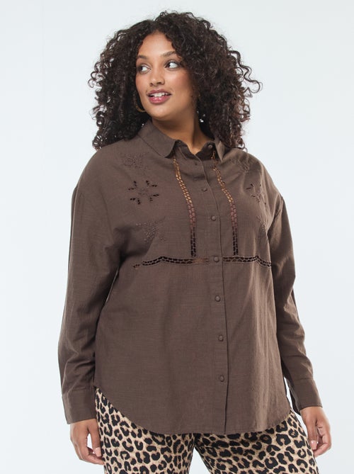 Blusa a maniche lunghe con ricami traforati - Kiabi