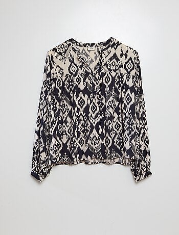 Blusa a maniche lunghe con scollo tondo, bottoni e stampa fantasia 'JDY'