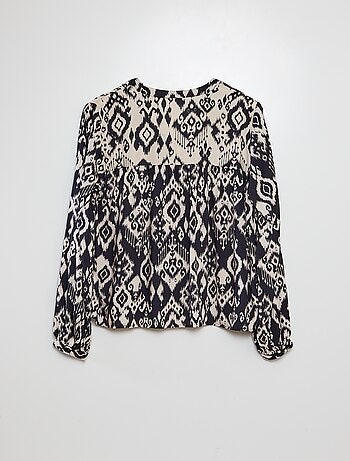 Blusa a maniche lunghe con scollo tondo, bottoni e stampa fantasia 'JDY'